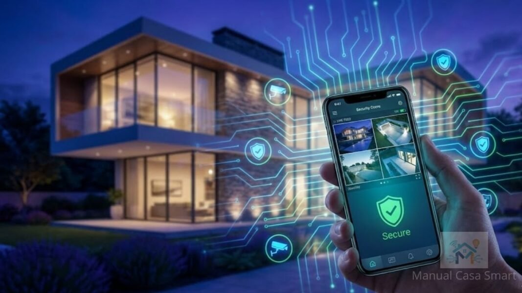 segurança residencial smart monitorada por smartphone