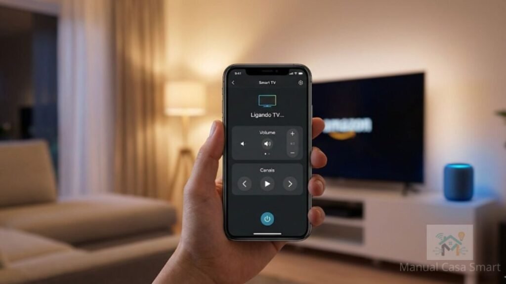 controle remoto de smart tv 2026 via aplicativo de automação.