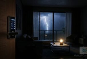 casa inteligente sem luz com fechadura eletrônica funcionando a bateria.