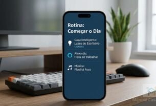 lista de ações configuradas em uma rotina da Alexa.