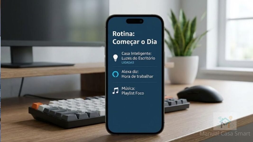lista de ações configuradas em uma rotina da Alexa.
