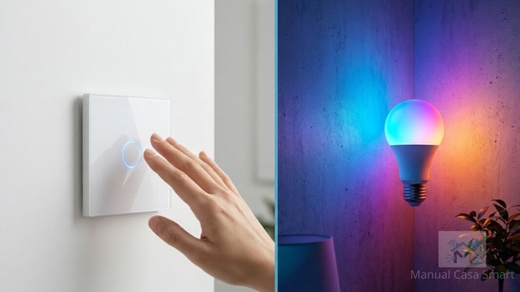 comparativo entre interruptor inteligente e lâmpada wi-fi para casa inteligente.