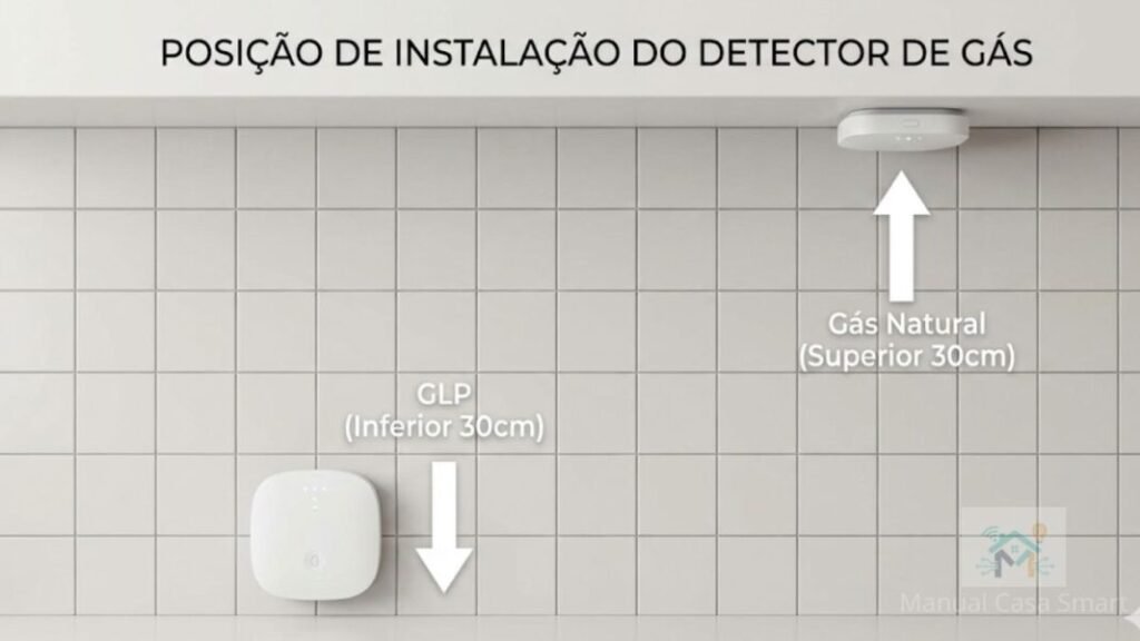 infográfico altura instalação sensor de fumaça e gás glp e natural.