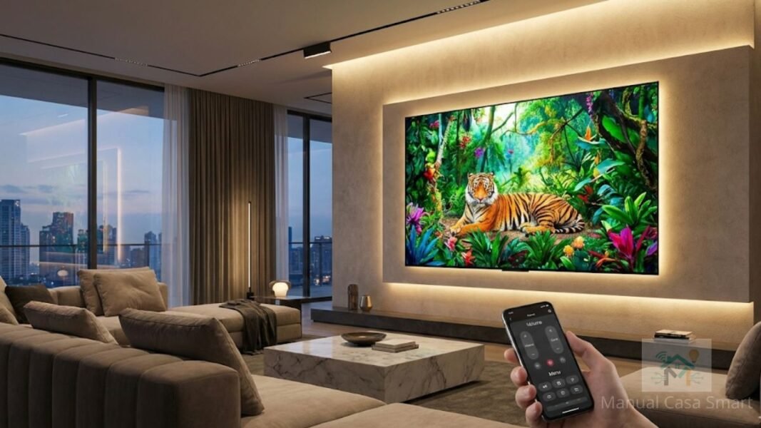 integração de smart tv 2026 em ecossistema de casa inteligente.